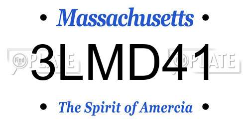 3LMD41 Massachusetts License Plate