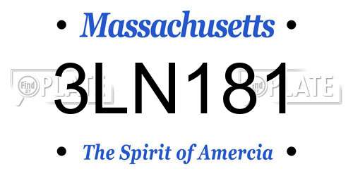 3LN181 Massachusetts License Plate