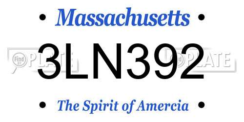 3LN392 Massachusetts License Plate
