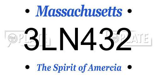 3LN432 Massachusetts License Plate