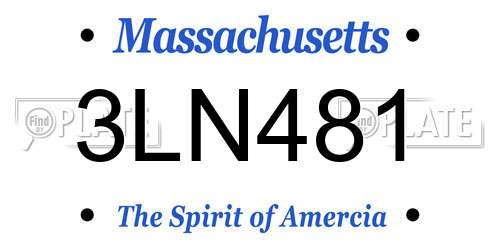 3LN481 Massachusetts License Plate