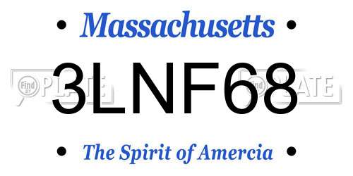 3LNF68 Massachusetts License Plate