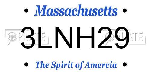 3LNH29 Massachusetts License Plate