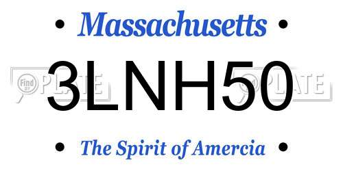 3LNH50 Massachusetts License Plate