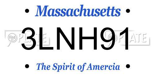 3LNH91 Massachusetts License Plate