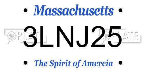 3LNJ25 Massachusetts License Plate