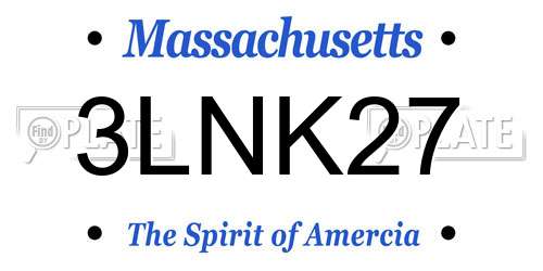 3LNK27 Massachusetts License Plate