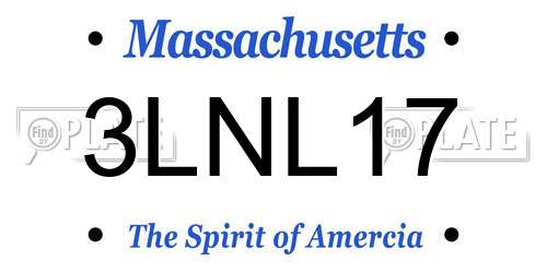3LNL17 Massachusetts License Plate