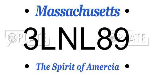 3LNL89 Massachusetts License Plate