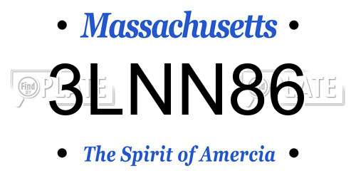 3LNN86 Massachusetts License Plate