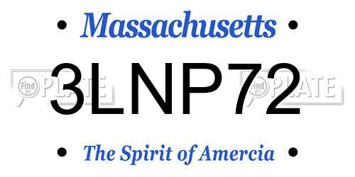 3LNP72 Massachusetts License Plate