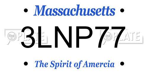 3LNP77 Massachusetts License Plate