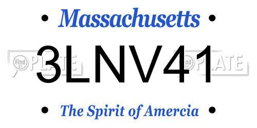 3LNV41 Massachusetts License Plate
