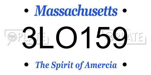 3LO159 Massachusetts License Plate