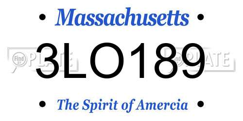 3LO189 Massachusetts License Plate