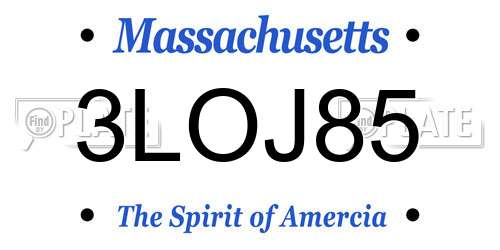 3LOJ85 Massachusetts License Plate