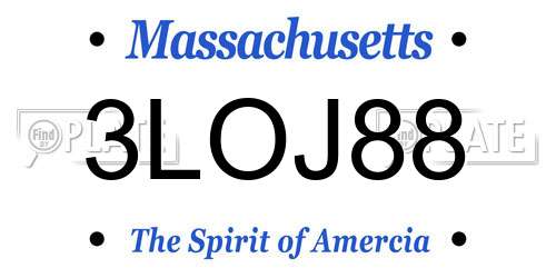3LOJ88 Massachusetts License Plate