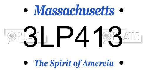 3LP413 Massachusetts License Plate