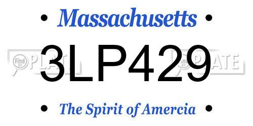 3LP429 Massachusetts License Plate