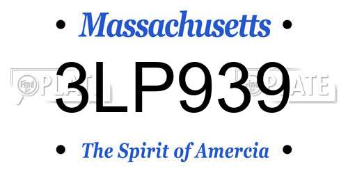 3LP939 Massachusetts License Plate