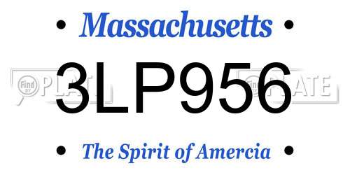 3LP956 Massachusetts License Plate