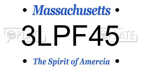3LPF45 Massachusetts License Plate
