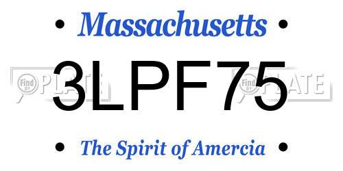 3LPF75 Massachusetts License Plate
