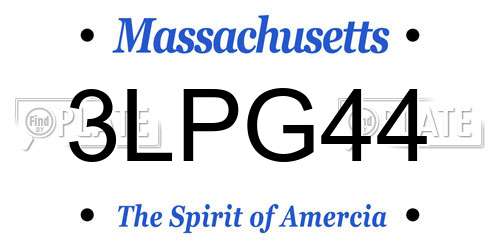3LPG44 Massachusetts License Plate