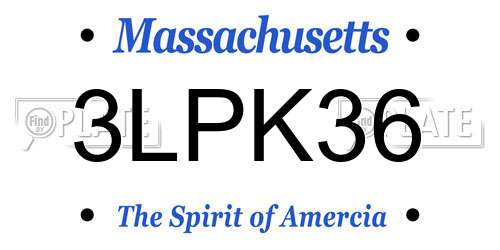 3LPK36 Massachusetts License Plate