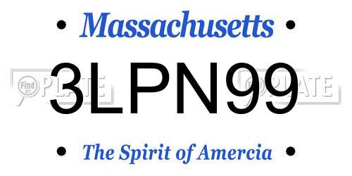 3LPN99 Massachusetts License Plate