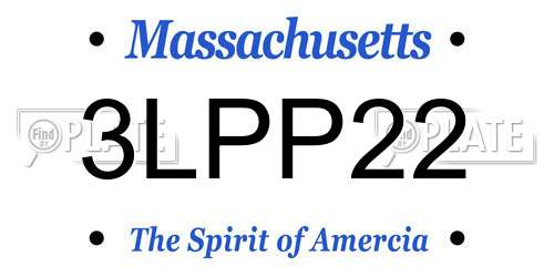 3LPP22 Massachusetts License Plate