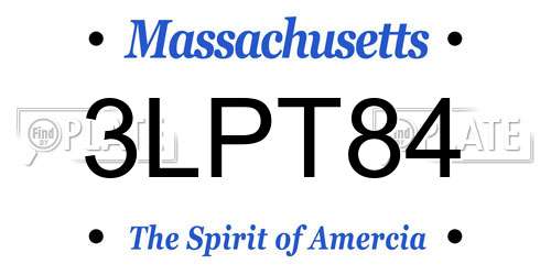 3LPT84 Massachusetts License Plate