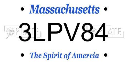 3LPV84 Massachusetts License Plate