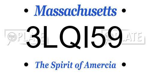 3LQI59 Massachusetts License Plate