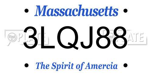 3LQJ88 Massachusetts License Plate