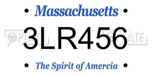 3LR456 Massachusetts License Plate
