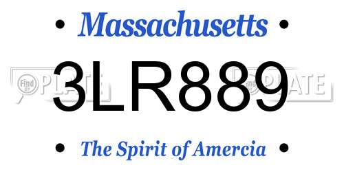 3LR889 Massachusetts License Plate