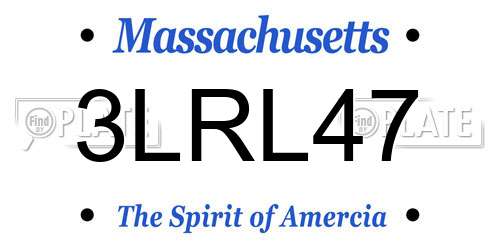 3LRL47 Massachusetts License Plate