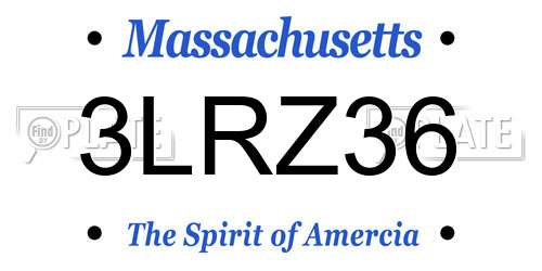 3LRZ36 Massachusetts License Plate