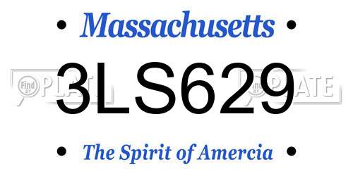 3LS629 Massachusetts License Plate