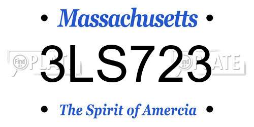 3LS723 Massachusetts License Plate