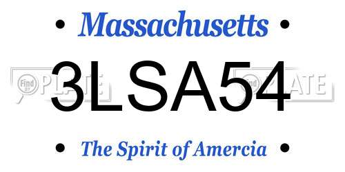 3LSA54 Massachusetts License Plate