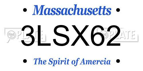 3LSX62 Massachusetts License Plate