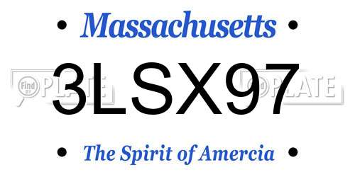 3LSX97 Massachusetts License Plate