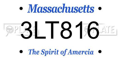 3LT816 Massachusetts License Plate