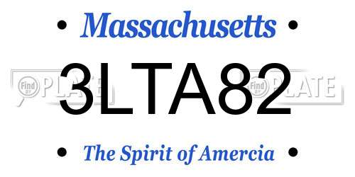 3LTA82 Massachusetts License Plate