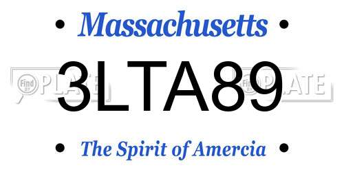 3LTA89 Massachusetts License Plate