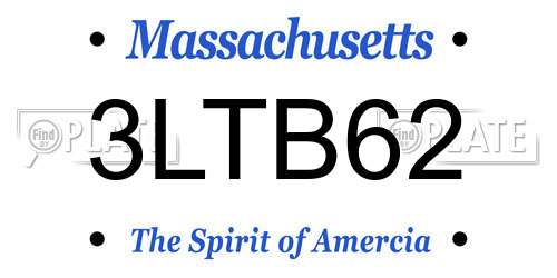 3LTB62 Massachusetts License Plate