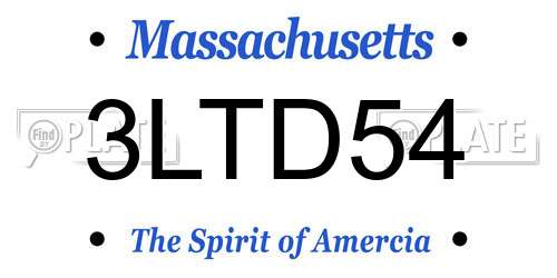 3LTD54 Massachusetts License Plate