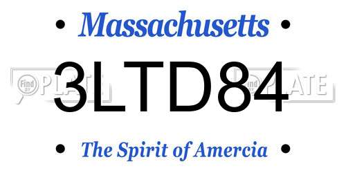 3LTD84 Massachusetts License Plate